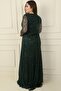 V-Neck Mesh Fabric Top Chiffon B.Size Dress - 4