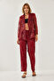 Women's Burgundy Sequined Semi-Transparent Textured Top and Bottom Set Mbms026 60501026 - 4