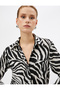 Zebra Patterned Shirt Long Sleeves with Pocket Detail and Hidden Buttons - 2