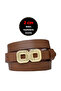100% Genuine Leather, 2 cm Light Brown Women's Belt with Gold Color Buckle; Dress, Trouser Belt_Gözka