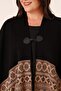 Ethnic Patterned Bone Buttoned Tassel Poncho - 4
