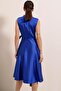 Double Breasted Necklace Lace Satin Dress - 5