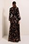 Yaldiz Long Dress with Belted Waist Lining - 5