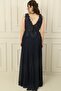 Front Back V-neck Top Beaded Lining Plus Size Long Chiffon Dress - 4