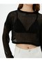 Crop Mesh Sweater Long Sleeve Crew Neck Cotton - 5