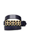 100% Genuine Leather, Thin 2 cm Navy Blue Women's Belt with Gold Color Buckle; Dress, Trouser Belt_3Lüçi̇çek - 3