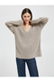 V-Neck Sweater Oversize Long Sleeve Cashmere Textured
