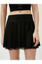 Pleated Mini Skirt with Lace Detail - 5