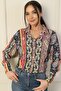 Oversize Shirt with Shawl Pattern