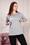 Gray Long Sleeve Maternity and Breastfeeding T-Shirt - 3
