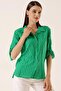 Front Buttons Polo Neck Sleeve Fold Buttons Shirt - 3
