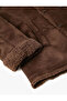 Suede Look Jacket Double Breasted Plush Inside Collar Buttoned Pocket - 7
