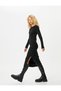Midi Pencil Dress Slit Detailed Long Sleeve Crew Neck Ribbed Camisole - 2