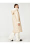 Long Inflatable Coat with Plush Detailing, Zipper Closure, Hood, and Pockets - 4