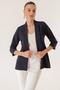 Shawl Collar Wide Length Lycra Double Sleeve Length Slim Striped Fabric Jacket