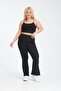 Plus Size Diving Fabric Spanish Leg Gathering Black Leggings - 4