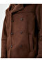 Suede Look Jacket Double Breasted Plush Inside Collar Buttoned Pocket - 5