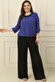 Women's Elastic Waist Lined Palazzo Plus Size Chiffon Pants - 3