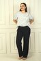Plus Size Chiffon Trousers - Elastic Waist and Lined - 3