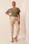 Lycra Plus Size Trousers with Elastic Waist - 2