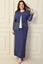 Inside Half Moon Sleeve Blouse Sequin Embroidery Bead Detailed Jacket Skirt Lined Large Size 3-Piece Set