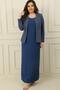 Collared Stone-Embellished Lined Long Crepe Dress Sequined Jacket Plus Size 2-Piece Set - 2