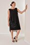 Chiffon Stone Printed Lined Sleeveless Plus Size Dress - 2