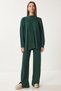 Stylish Knitwear Sweater Trousers Set Emerald Green Lmu0001