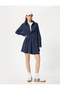 Shirt Mini Dress Half Pleated Long Sleeve - 2