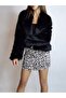 Women's Black Premium Shal Collar Sunny Rabbit Fur Short Jacket Coat Yy 101170 - 5