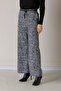 Elastic Waist Belt Side Pocket Broken Glass Patterned Palazzo Trousers - 3