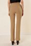 High Waist Knitted Crepe Patchwork Palazzo Trousers Mink - 4
