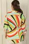 Geometric Pattern Plus Size Shirt with Metal Buttons on the Front - 4