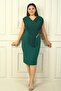 Women's Front and Back V Neck Single End Stone Cross Pleated B.B. Dress - 3