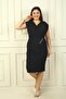 Women's Front and Back V Neck Single End Stone Cross Pleated B.B. Dress - 3