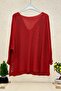 Single Pocket V-Neck Bat Mercerized Blouse - 2