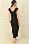 V-neck Double Nail Sleeve Jewelled Slit Dress