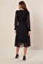 Double Breasted Collar Side Tie Lined Chiffon Dress - 4