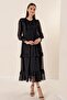 Lace Detail Lined Tiers Chiffon Long Dress - 2
