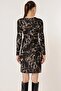 Double Breasted Collar Buckle Detailed Patterned Lycra Dress - 5