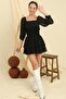 Square Collar Waisted Lined Layered Chiffon Dress - 2