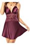 Satin Women's Nightgown - Lace Detailed, Adjustable Straps, Plum - 3