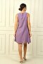 Women's Sleeveless Linen Effect Short Dress - 4