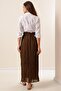 Elastic Waist Lined Pleated Long Chiffon Skirt - 4