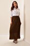 Elastic Waist Lined Pleated Long Chiffon Skirt - 3