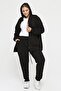 Plus Size Set Elastic-Waist Comfort Model Hooded Zip-Up Pocketed Sport Daily Tracksuit Set - 8