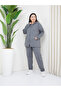 Plus Size Set Elastic-Waist Comfort Model Hooded Zip-Up Pocketed Sport Daily Tracksuit Set - 5