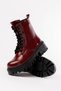 868-356 Claret Red Patent Leather Laced Zippered Daily Women's Boots - 3