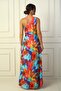 Women's One-Shoulder Side Window Multi-Color Long Crepe Satin Dress Slim Fit - 4