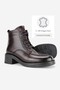Women's Claret Red Genuine Leather Number 36-41 Square Toe Lace-Up Boots & Booties - 3